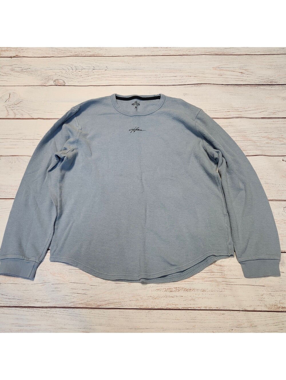 Hollister blue waffle knit long sleeve top size xl